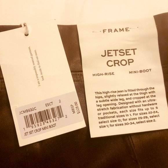 FRAME Le Crop Coated Jetset Espresso-Brown Women's Mini Bootcut Pants Jeans NEW - Picture 5 of 7